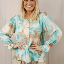 Aqua Dream Abstract Blouse