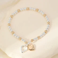 Double Heart Beaded Bracelet