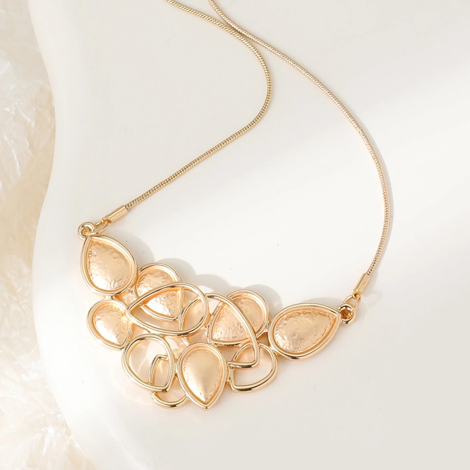 Raindrop Cluster Statement Necklace