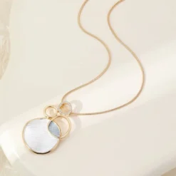 Textured Circle Statement Pendant Necklace