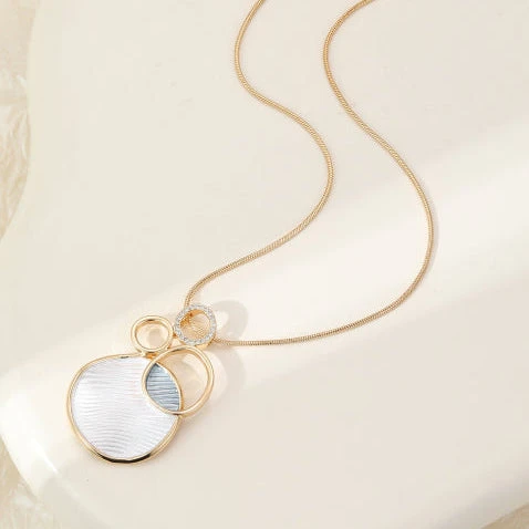 Textured Circle Statement Pendant Necklace